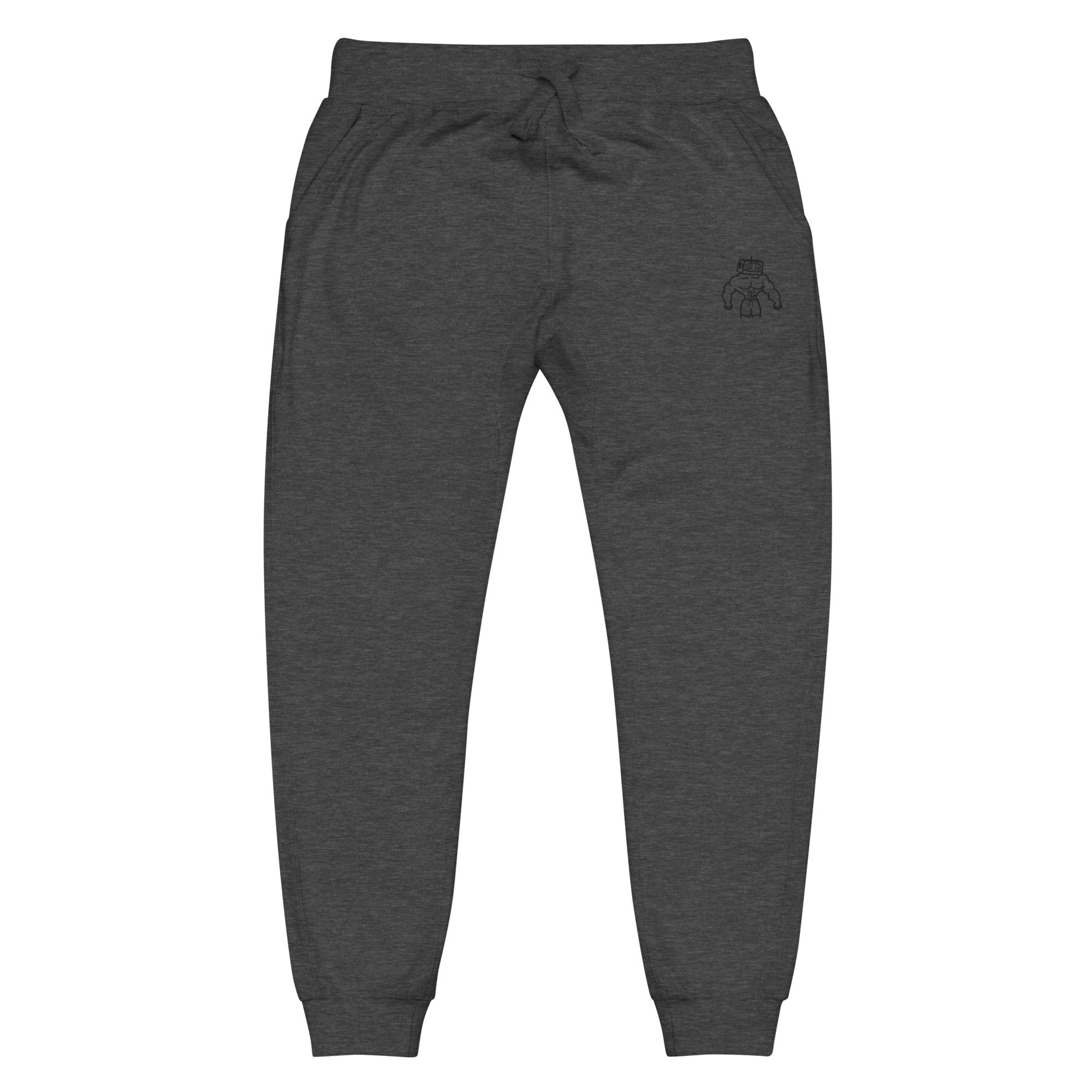 Unisex Fleece Sweatpants - Black Embroidery