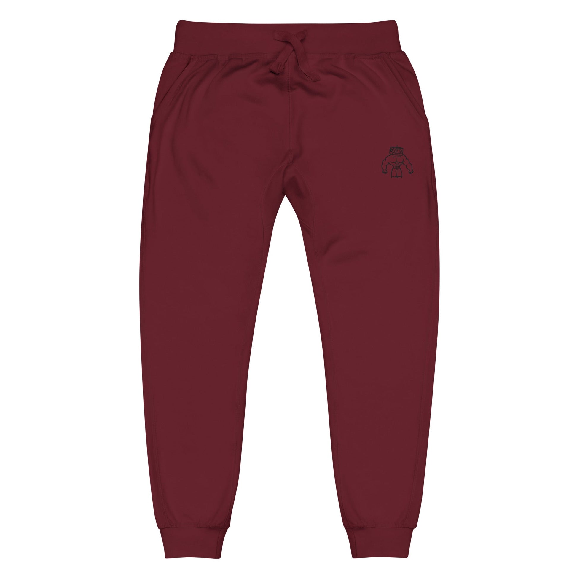 Unisex Fleece Sweatpants - Black Embroidery