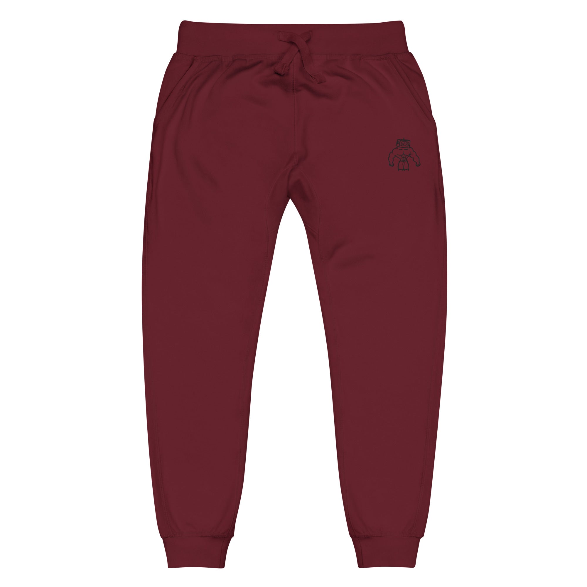 Unisex Fleece Sweatpants - Black Embroidery