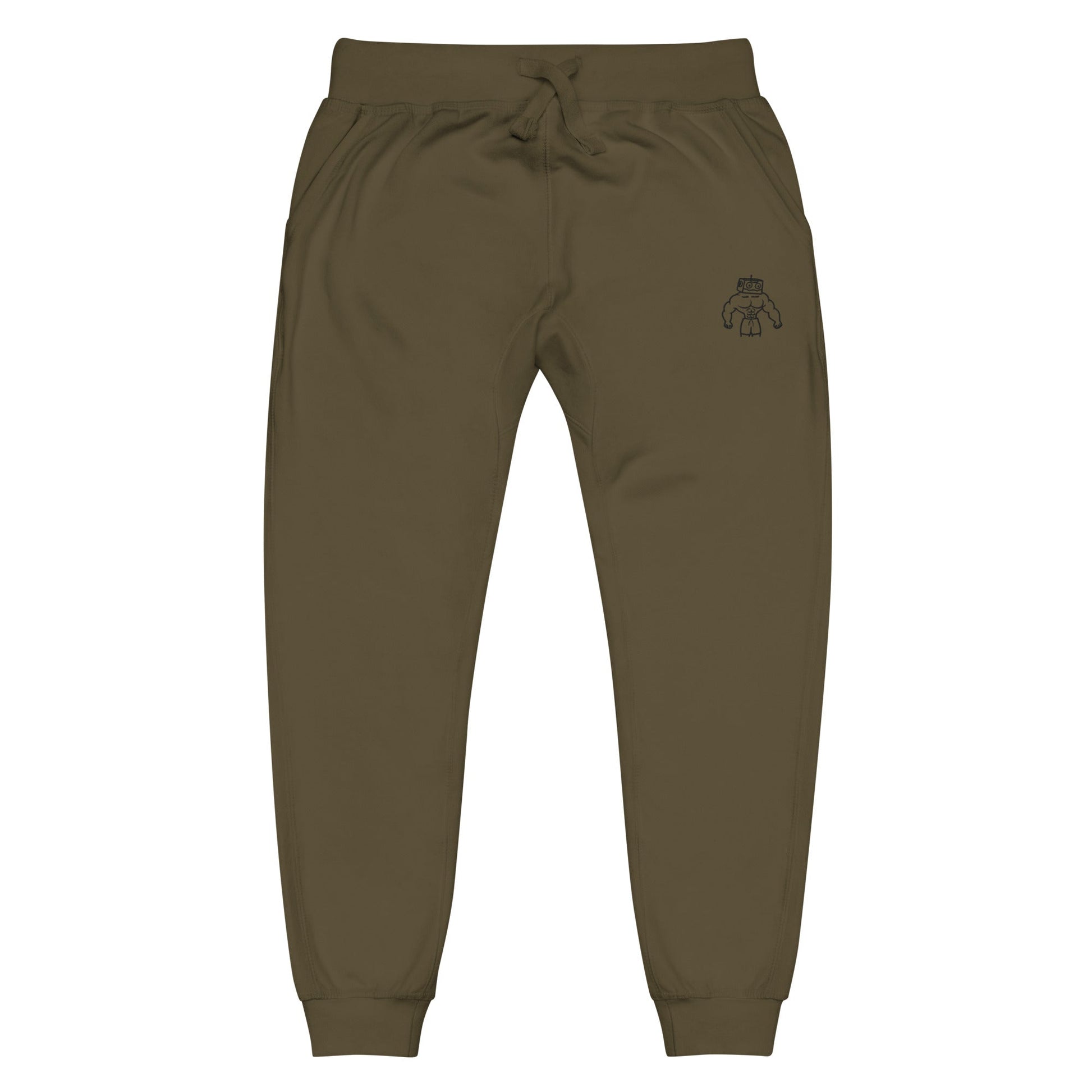 Unisex Fleece Sweatpants - Black Embroidery